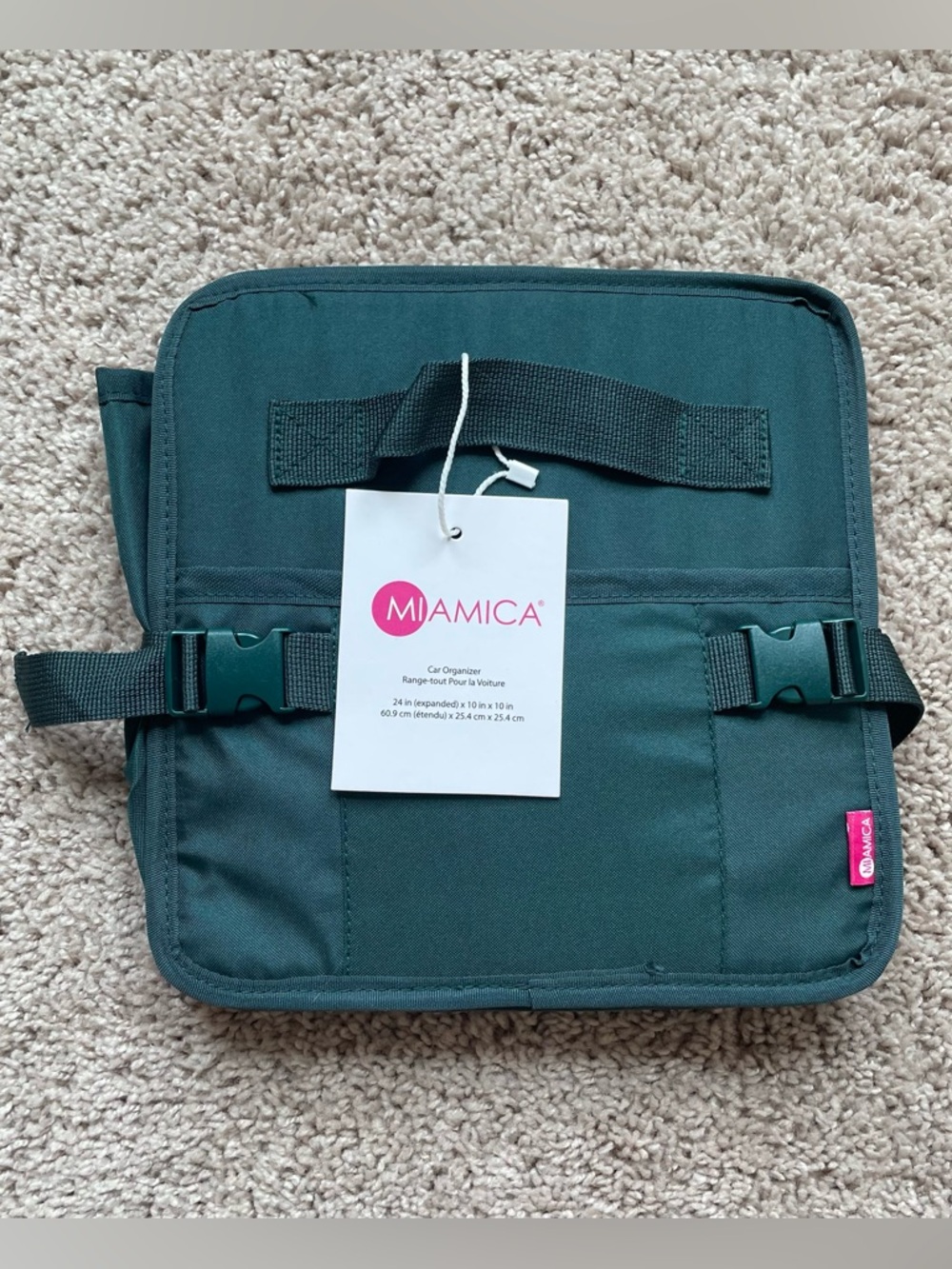 Miamica Green Teal Car Organizer - collapsible and expandable: 24 in expanded
